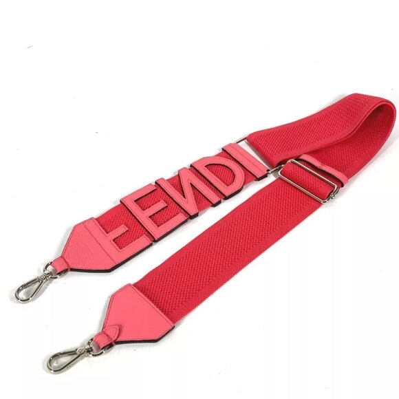 FENDI Strap you mesh logo Shoulder strap Leather/Canvas pink Unused - Picture 1 of 7